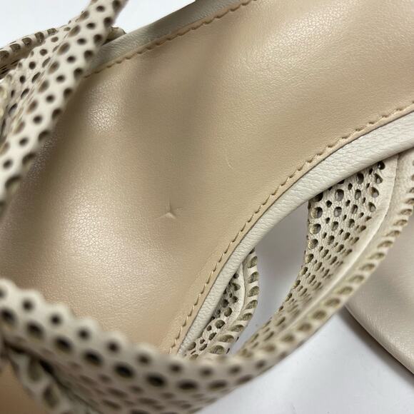 Vince Camuto | Earlena SZ US 11 NWOB Mesh Cut Leather Square Toe Cream Heels - Picture 10 of 13